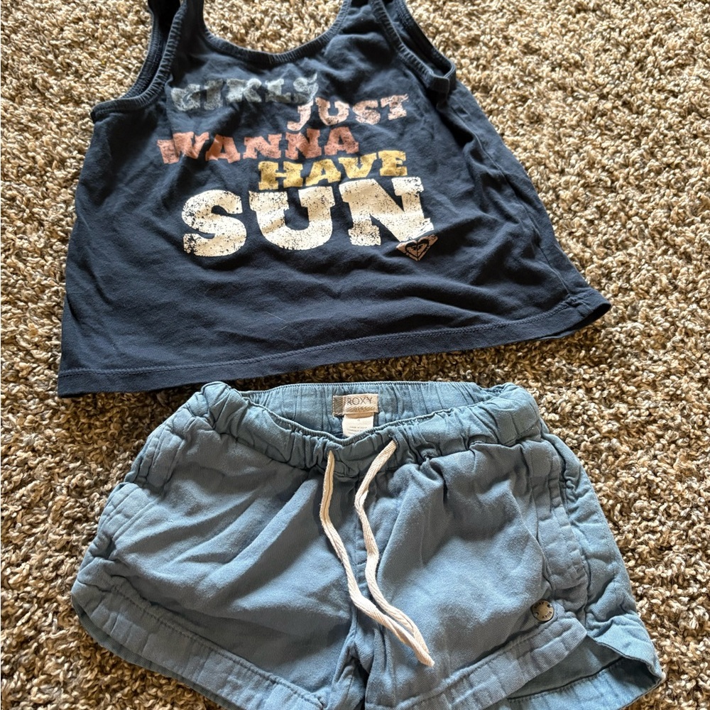 Roxy Charcoal Top and Slate Shorts Set